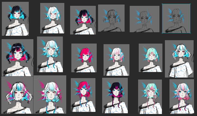 Hairstyle design iterations